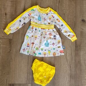 Disney Pixar White and Yellow Toddler Dress